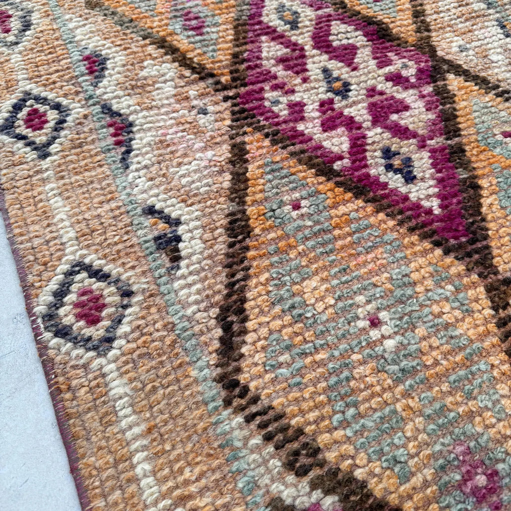 Vintage Turkish Runner Rug 2.2 x 12.9 ft
