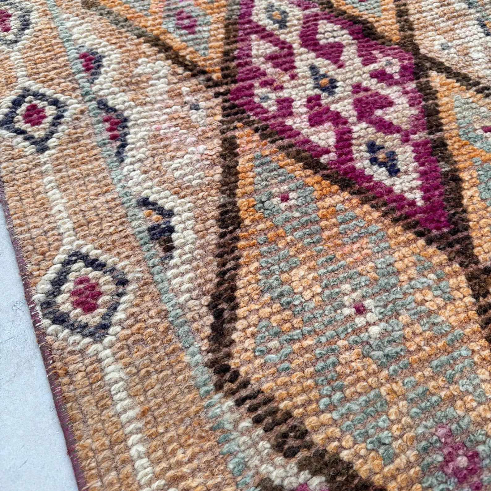 Vintage Turkish Runner Rug 2.2 x 12.9 ft