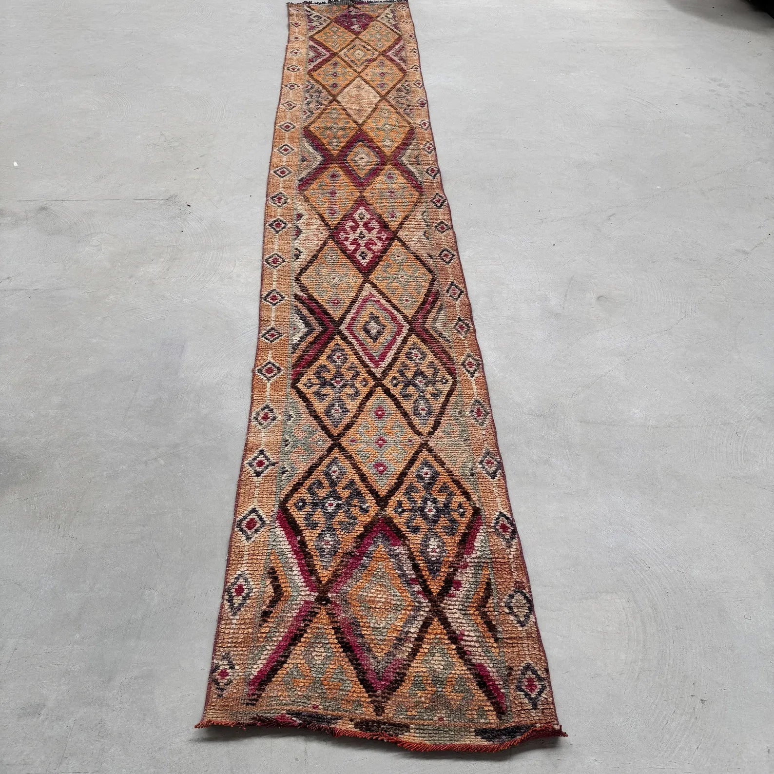 Vintage Turkish Runner Rug 2.2 x 12.9 ft
