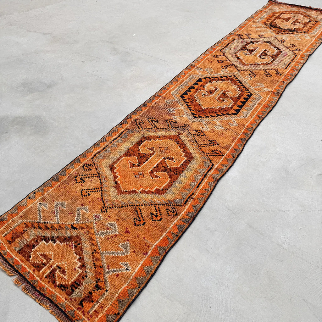 Vintage Turkish Runner Rug 2.6 x 12.3 ft