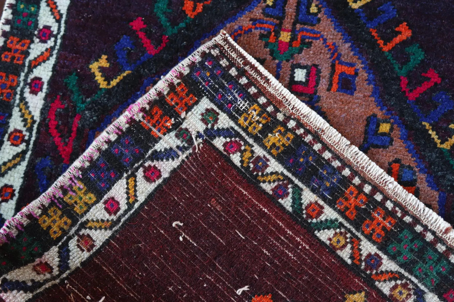 Vintage Turkish Mini Rug 1.8 x 3.1 ft