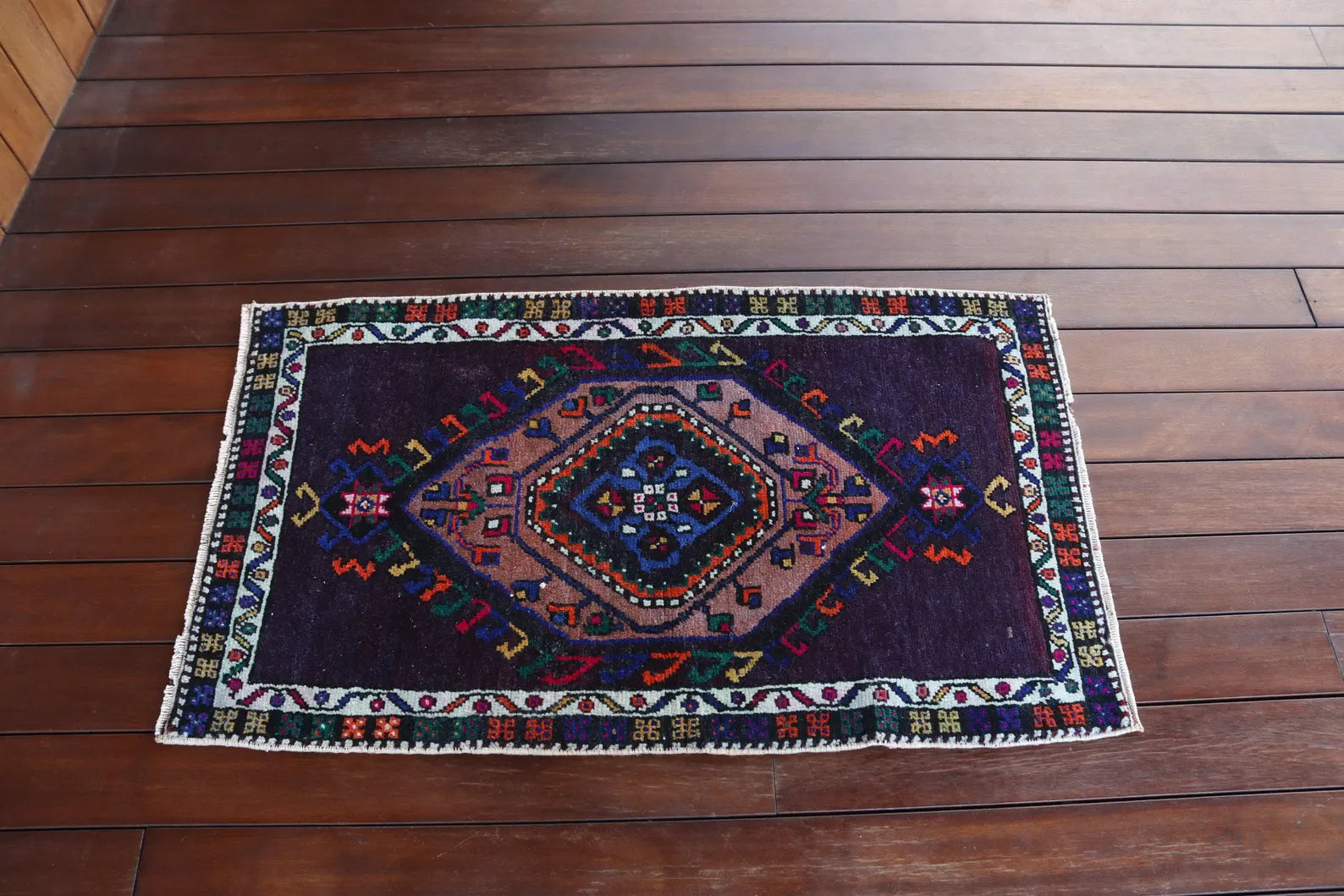 Vintage Turkish Mini Rug 1.8 x 3.1 ft