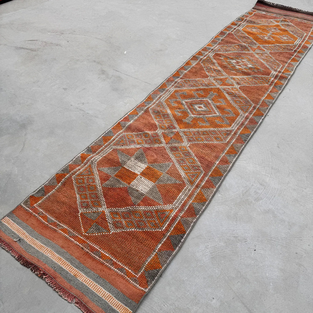 Vintage Turkish Runner Rug 2.5 x 11.2 ft