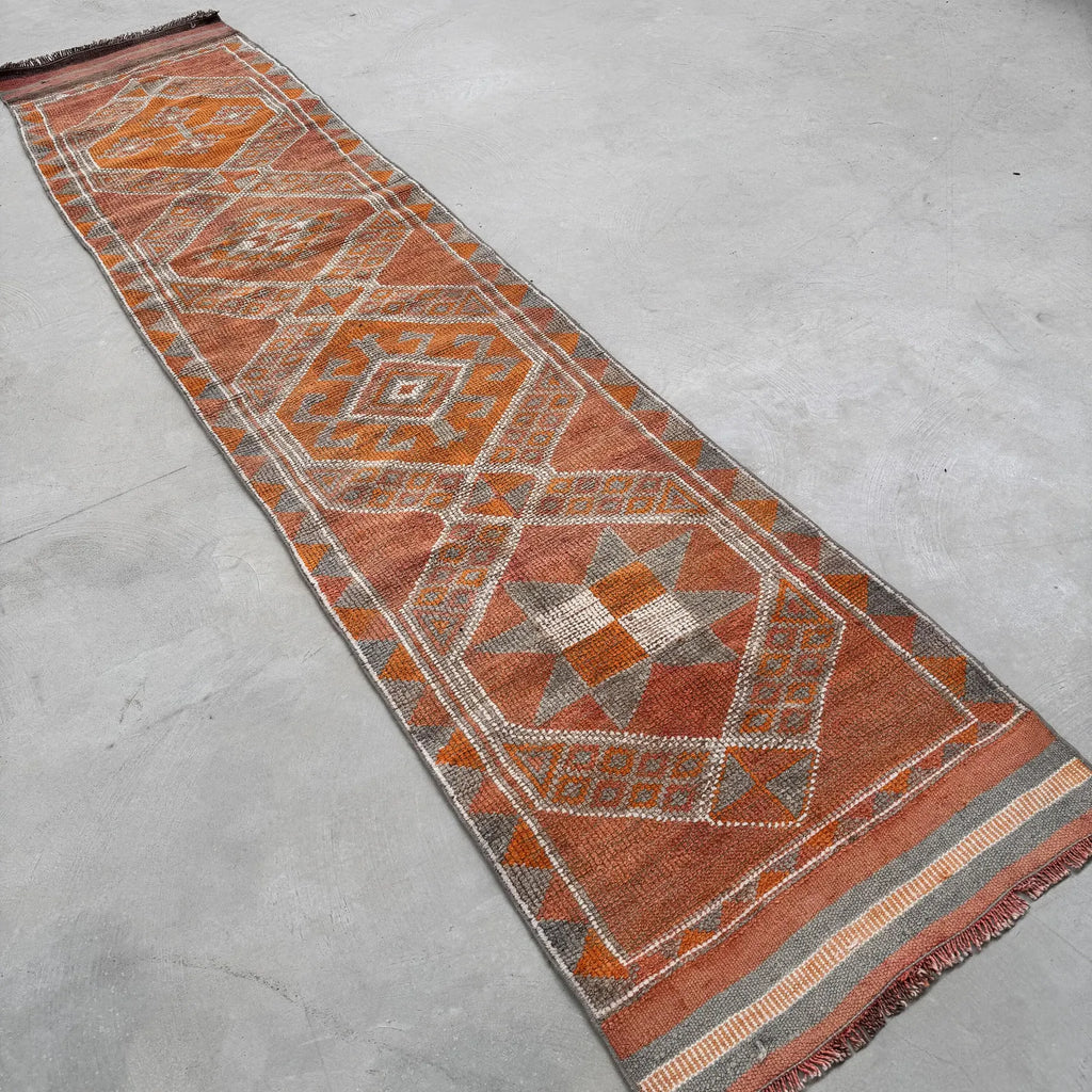 Vintage Turkish Runner Rug 2.5 x 11.2 ft