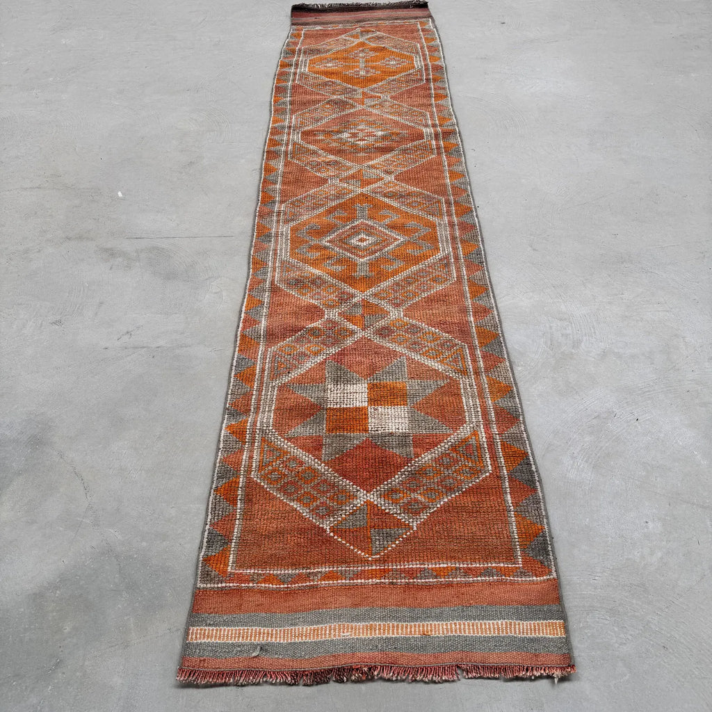 Vintage Turkish Runner Rug 2.5 x 11.2 ft