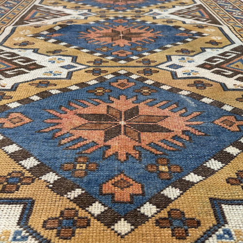 Vintage Turkish Accent Area rug 3.6 x 5.2 ft