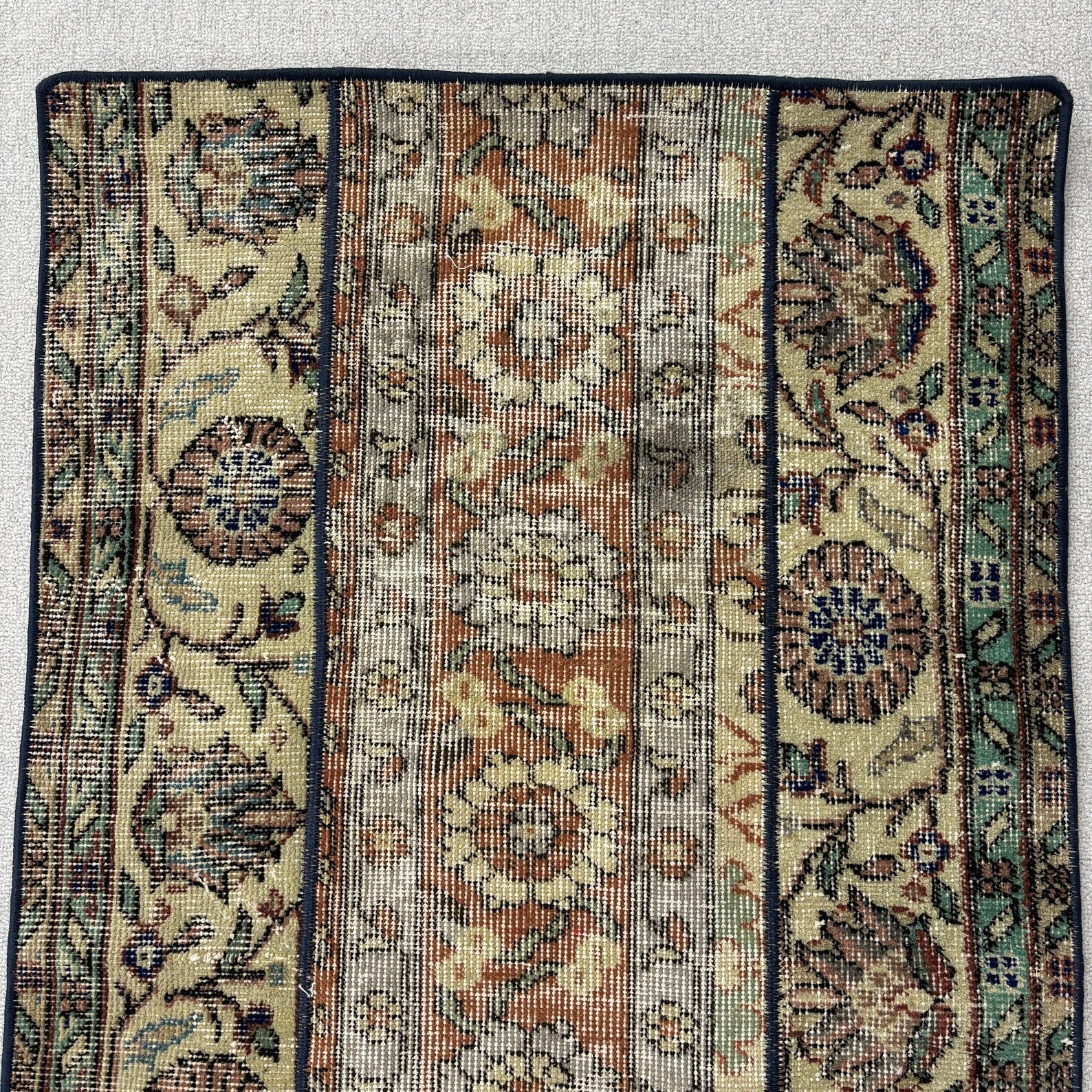 Vintage Turkish Runner Rug 2.4 x 4.9 ft
