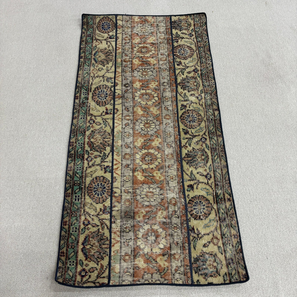 Vintage Turkish Runner Rug 2.4 x 4.9 ft