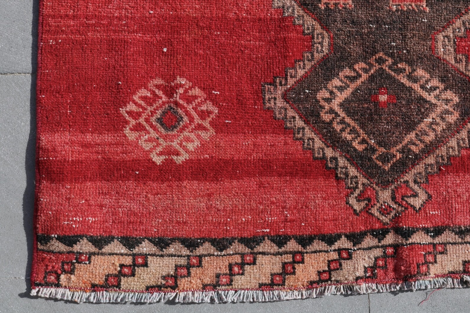 Vintage Turkish Runner Rug 3.3 x 12.4 ft
