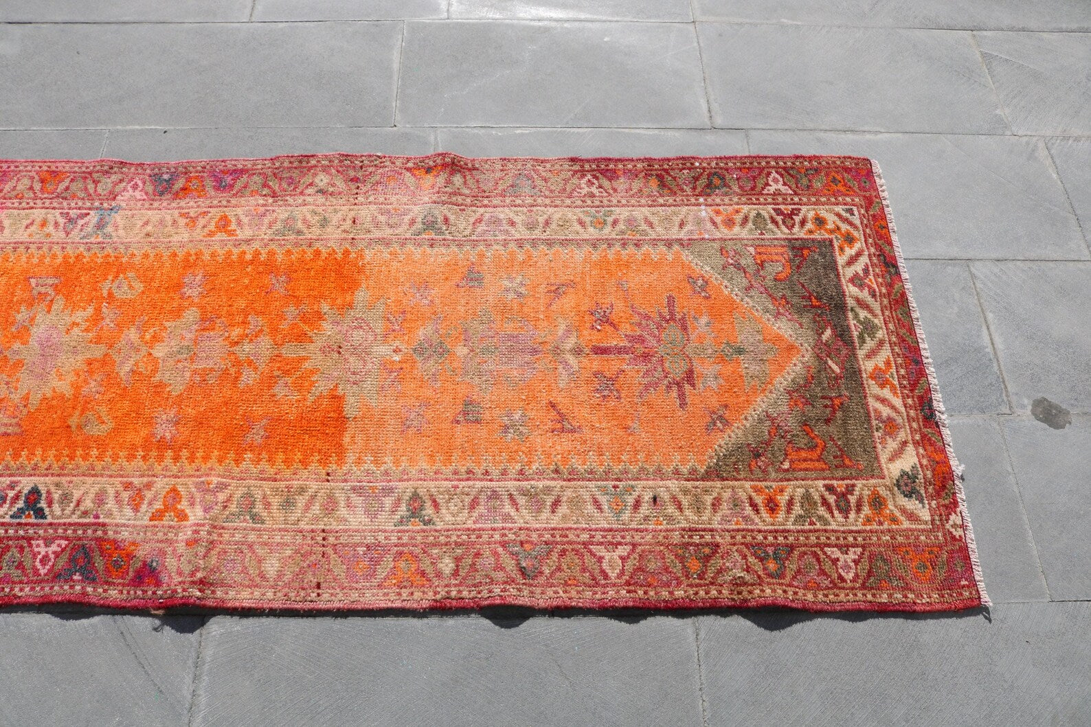 Vintage Turkish Runner Rug 2.7 x 10.8 ft