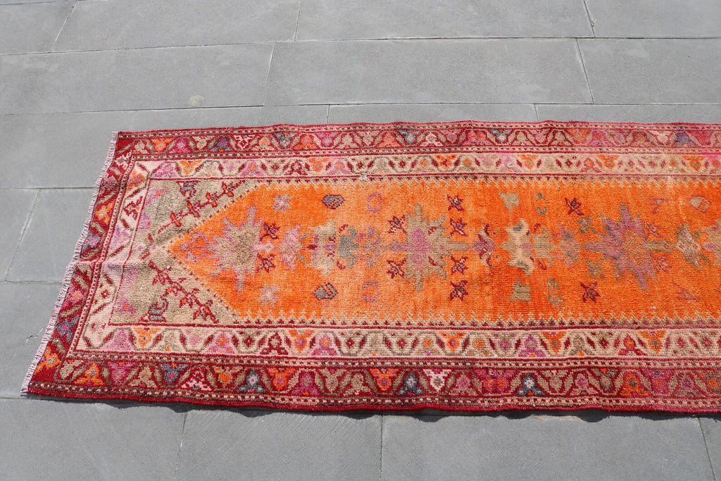 Vintage Turkish Runner Rug 2.7 x 10.8 ft