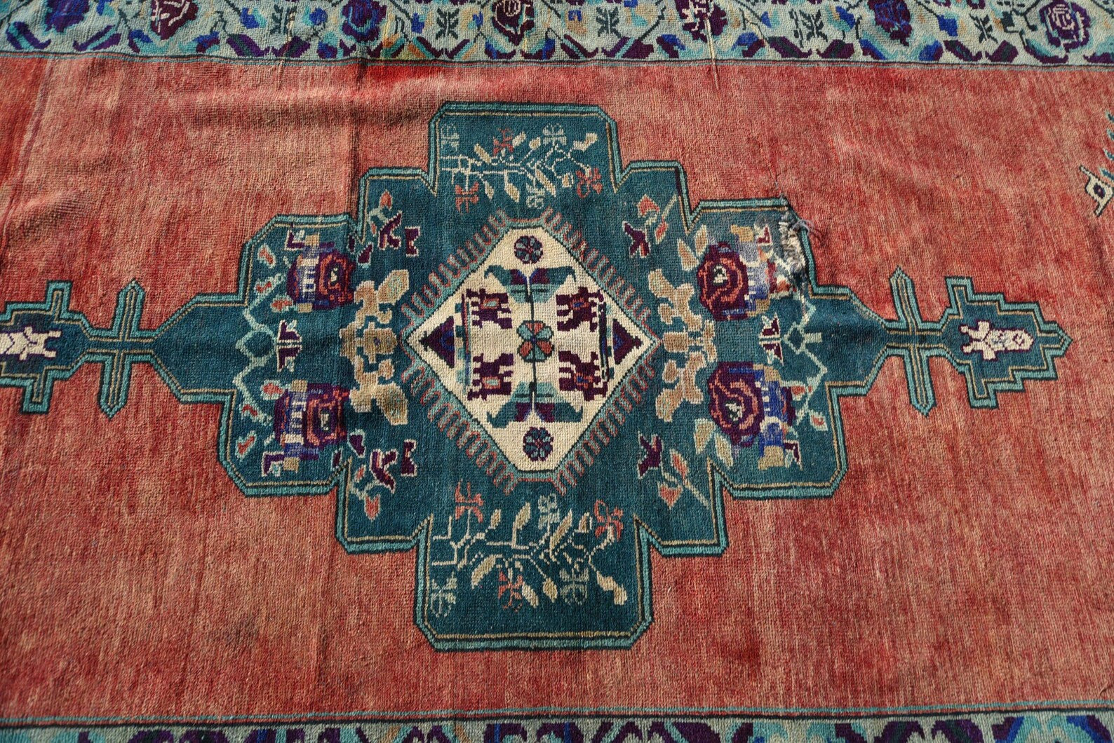 XL Vintage Turkish Accent Area rug 4.8 x 10.3 ft