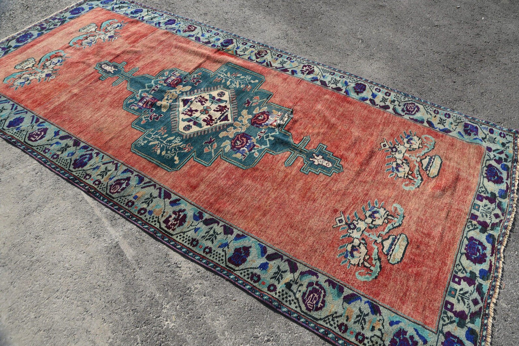 XL Vintage Turkish Accent Area rug 4.8 x 10.3 ft