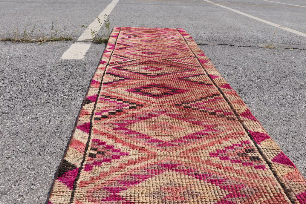 Vintage Turkish Runner Rug 2.6 x 10 ft