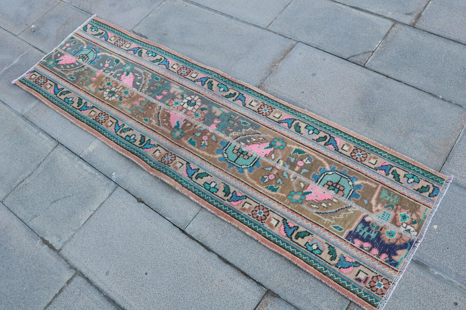Vintage Turkish Runner Rug 1.7 x 5.5 ft