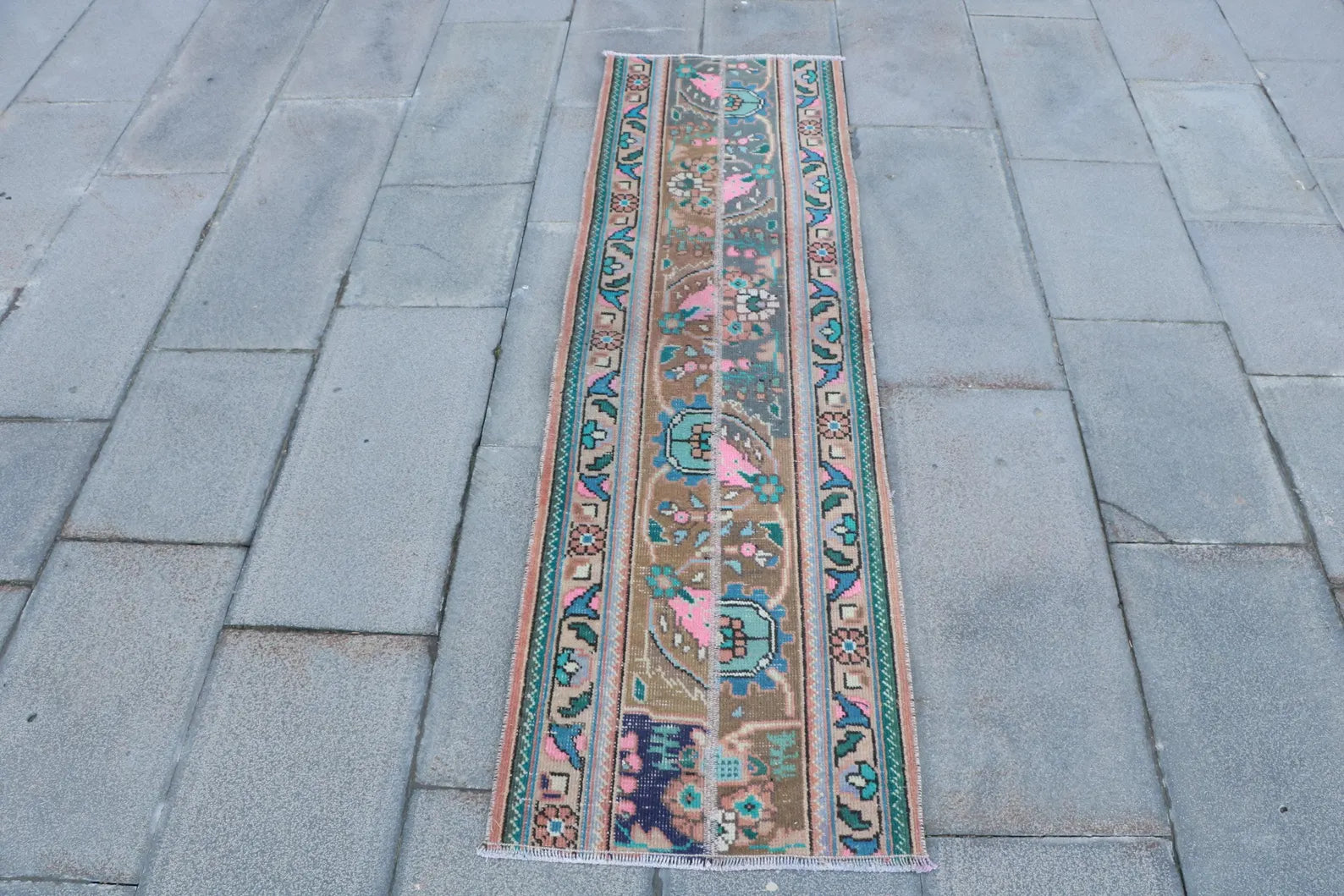 Vintage Turkish Runner Rug 1.7 x 5.5 ft