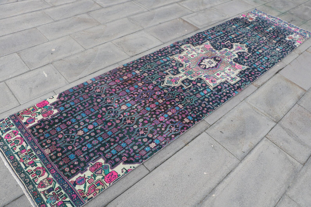 Vintage Persian Runner Rug 2.6 x 10.9 ft