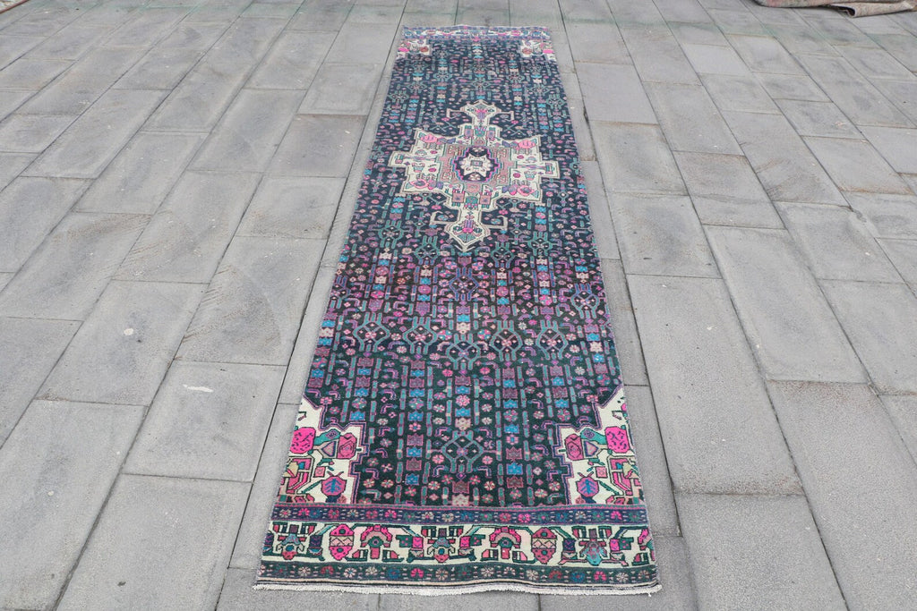 Vintage Persian Runner Rug 2.6 x 10.9 ft