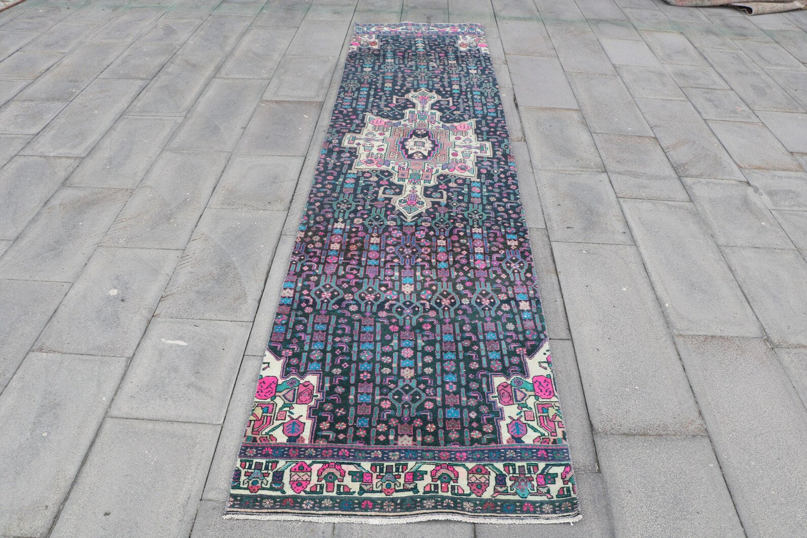 Vintage Persian Runner Rug 2.6 x 10.9 ft