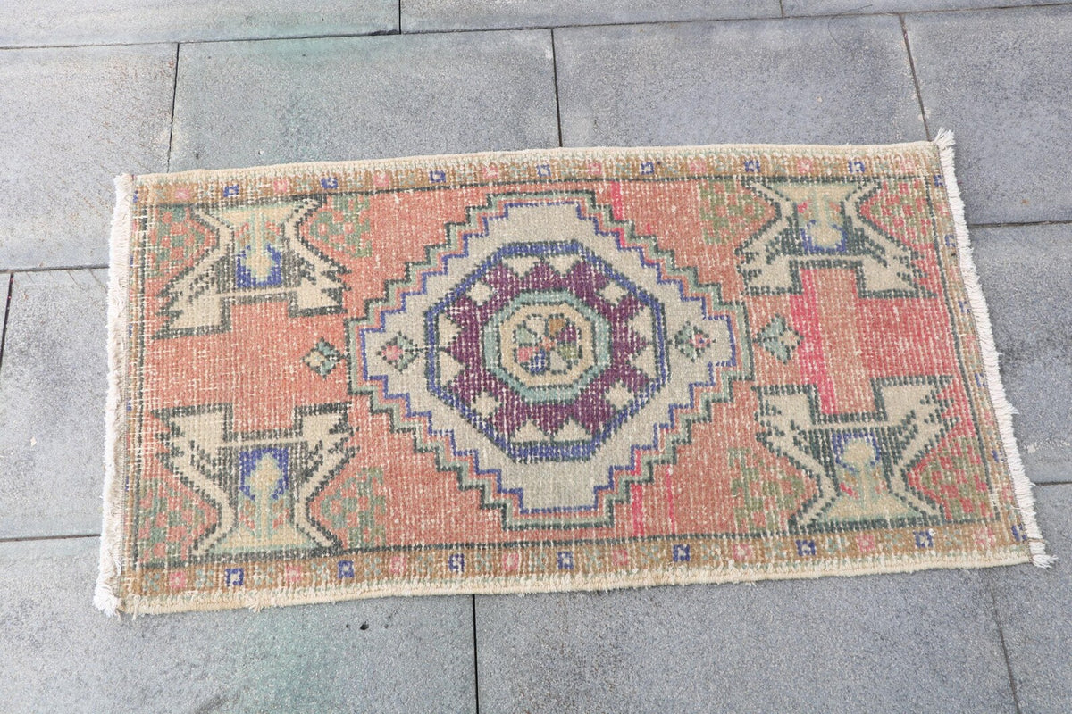 Vintage Turkish Mini Rug 1.6 x 2.9 ft