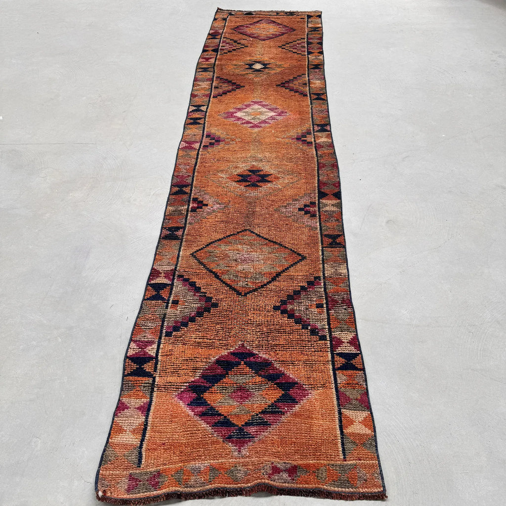 Vintage Turkish Runner Rug 2.7 x 11.5 ft