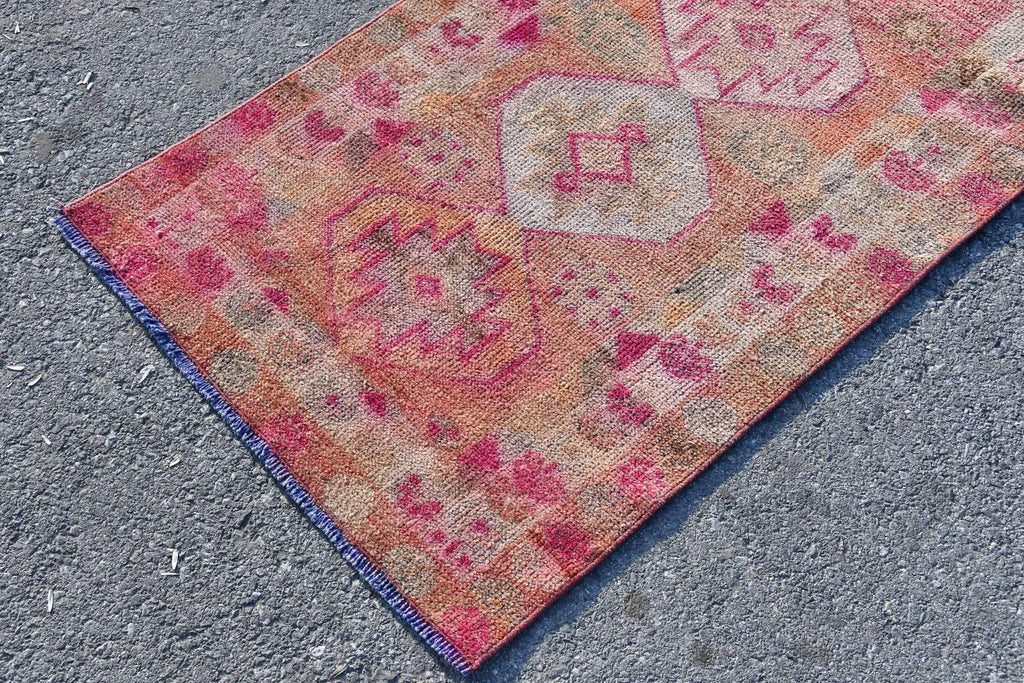 Vintage Turkish Runner Rug 2.6 x 12.7 ft