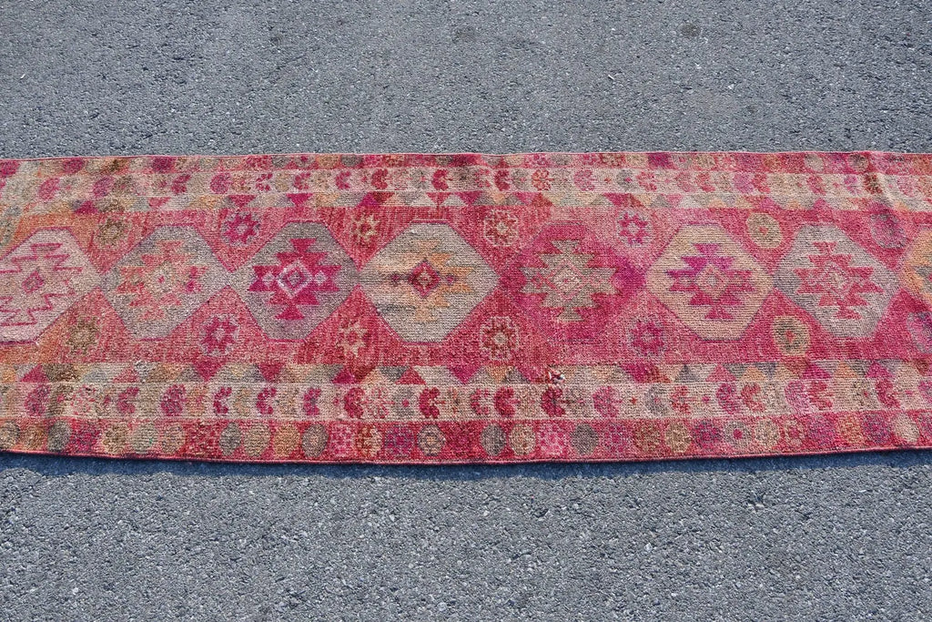 Vintage Turkish Runner Rug 2.6 x 12.7 ft