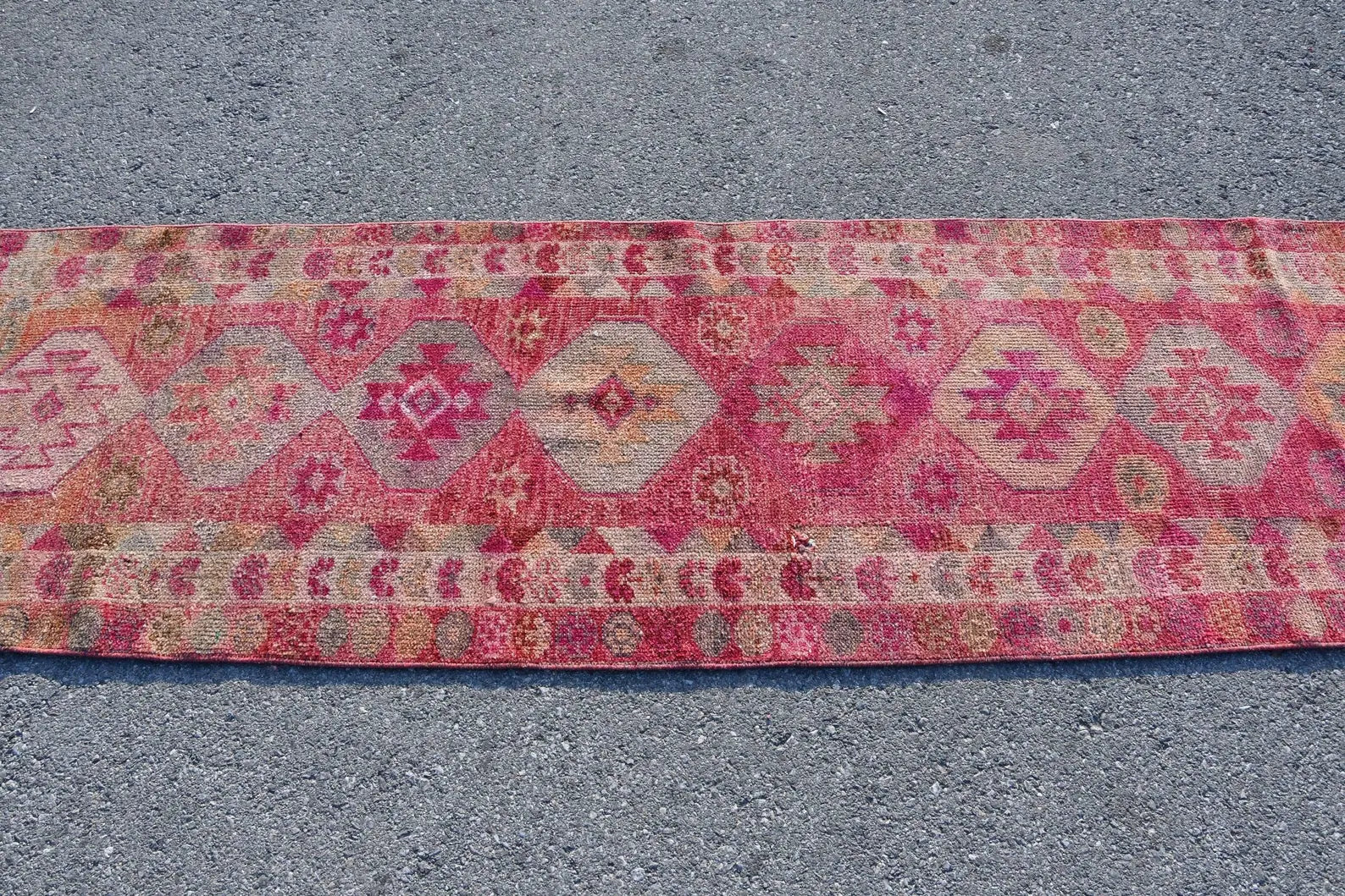 Vintage Turkish Runner Rug 2.6 x 12.7 ft