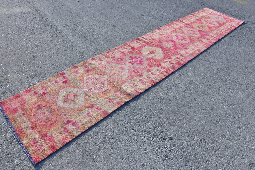 Vintage Turkish Runner Rug 2.6 x 12.7 ft