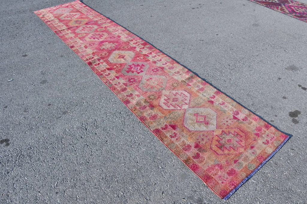 Vintage Turkish Runner Rug 2.6 x 12.7 ft