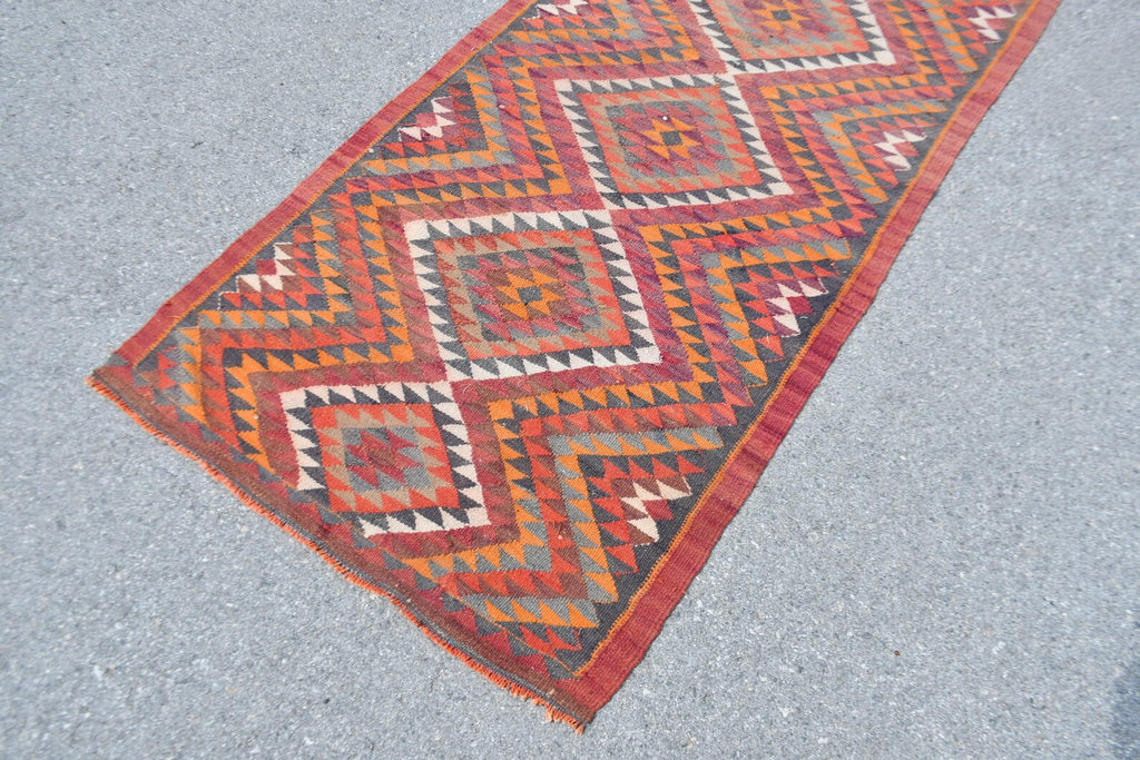 Vintage Turkish Runner Rug 2.9 x 10.5 ft