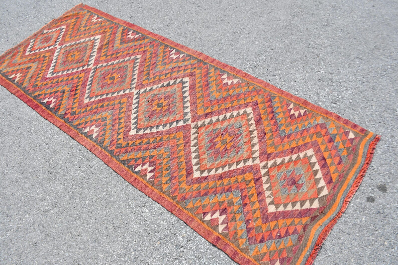 Vintage Turkish Runner Rug 2.9 x 10.5 ft