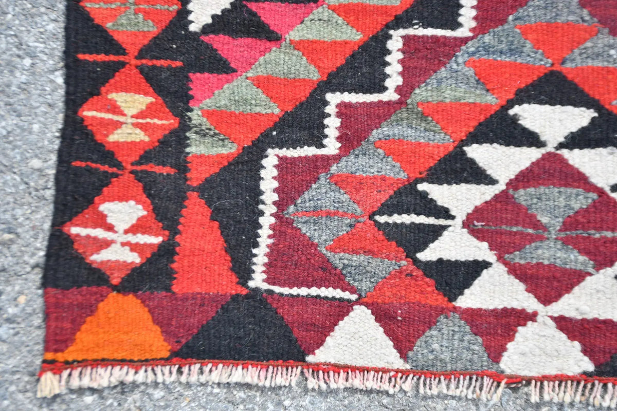 Vintage Turkish Runner Rug 3 x 11.6 ft