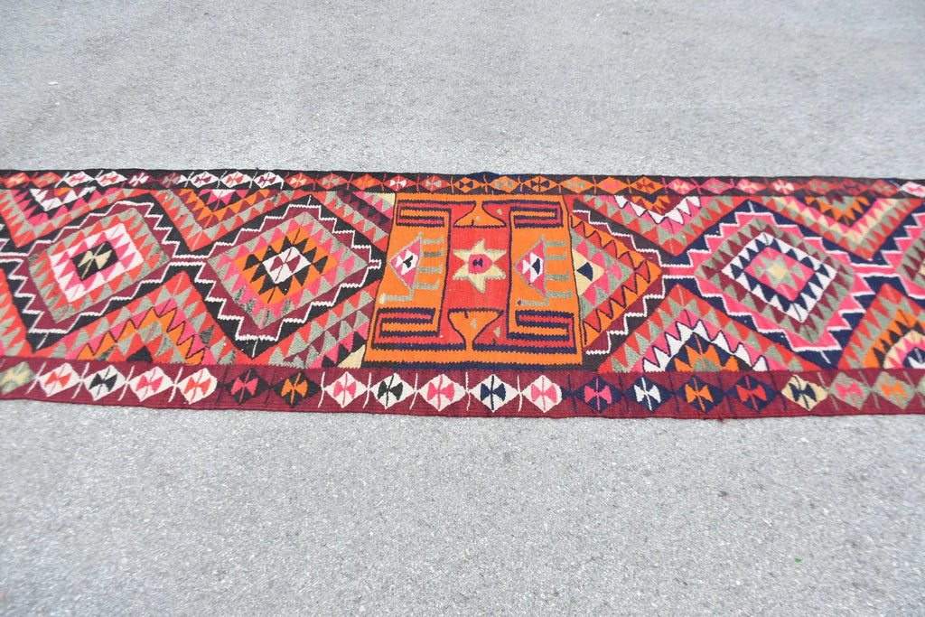 Vintage Turkish Runner Rug 3 x 11.6 ft