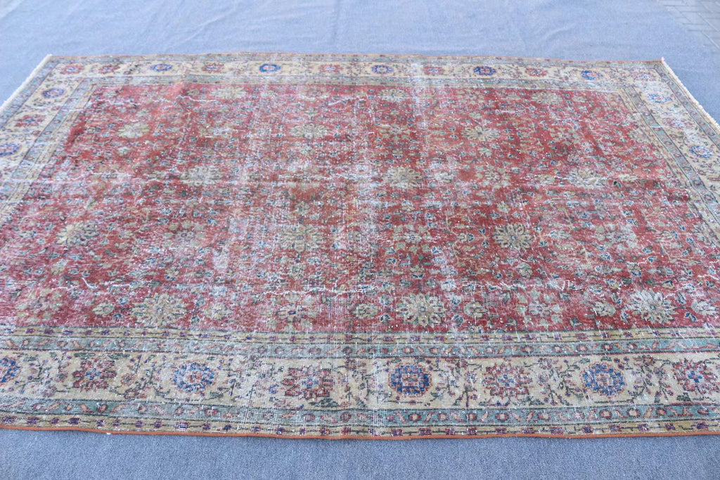 XL Vintage Turkish Accent Area Rug 6.8 x 10.3 ft