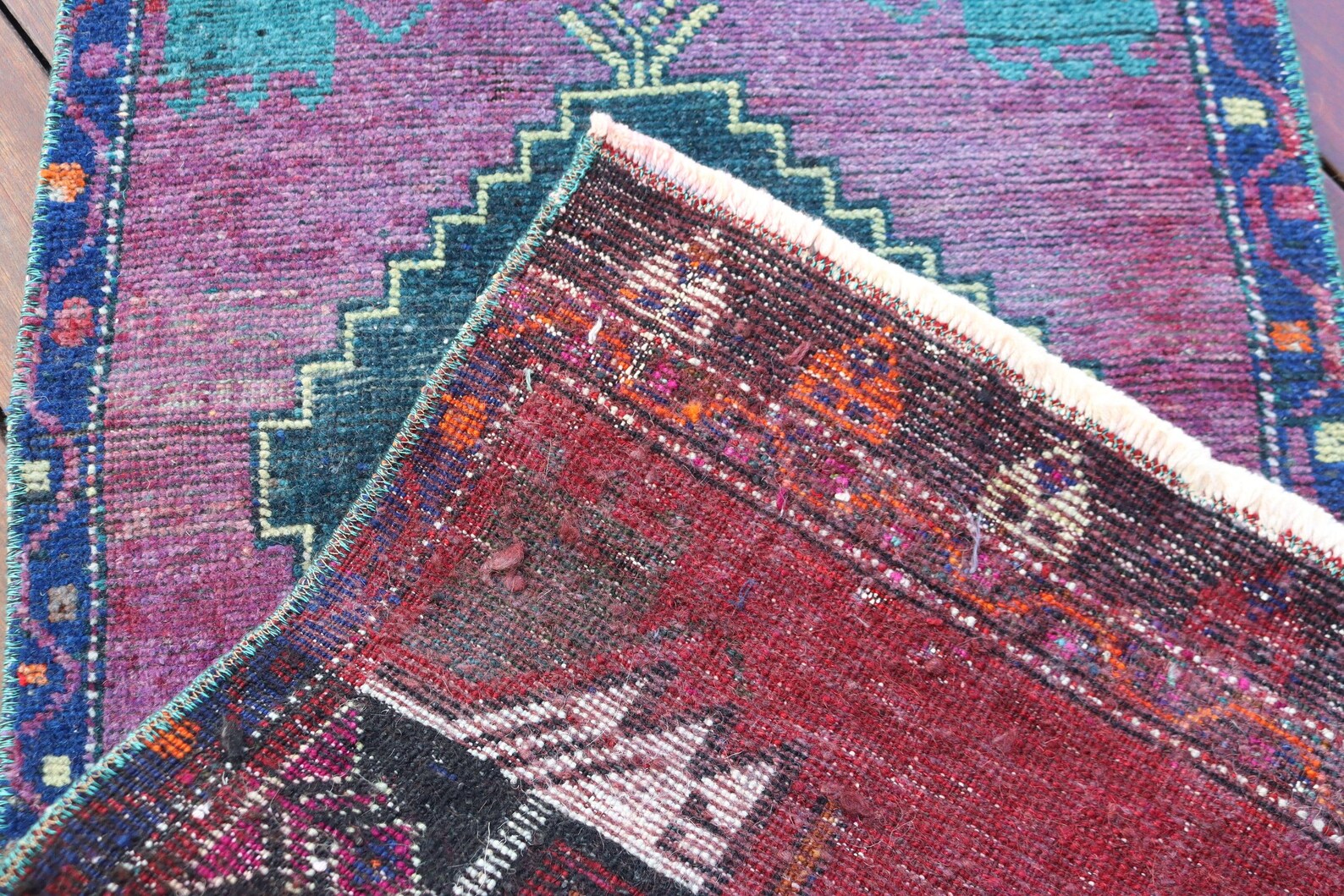 Vintage Turkish Mini Rug 1.6 x 3.8 ft