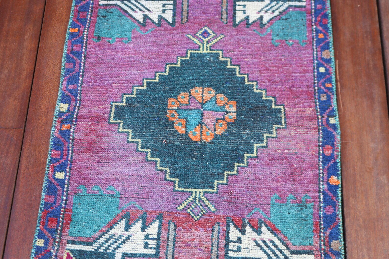 Vintage Turkish Mini Rug 1.6 x 3.8 ft