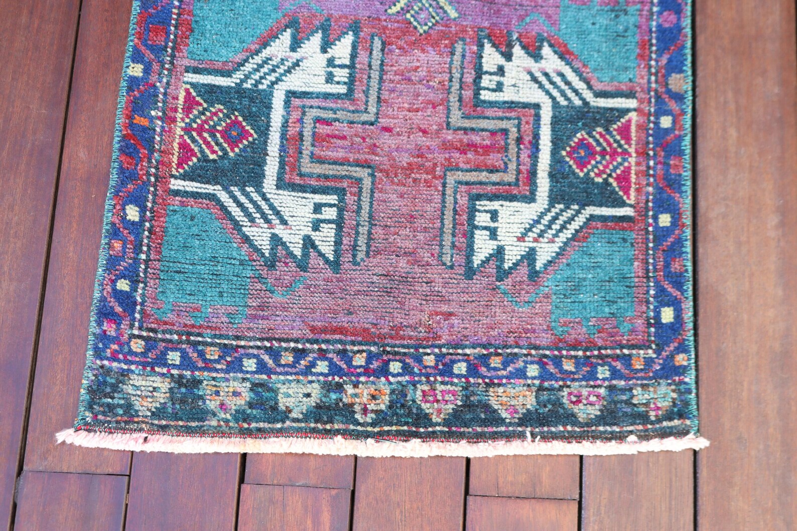 Vintage Turkish Mini Rug 1.6 x 3.8 ft