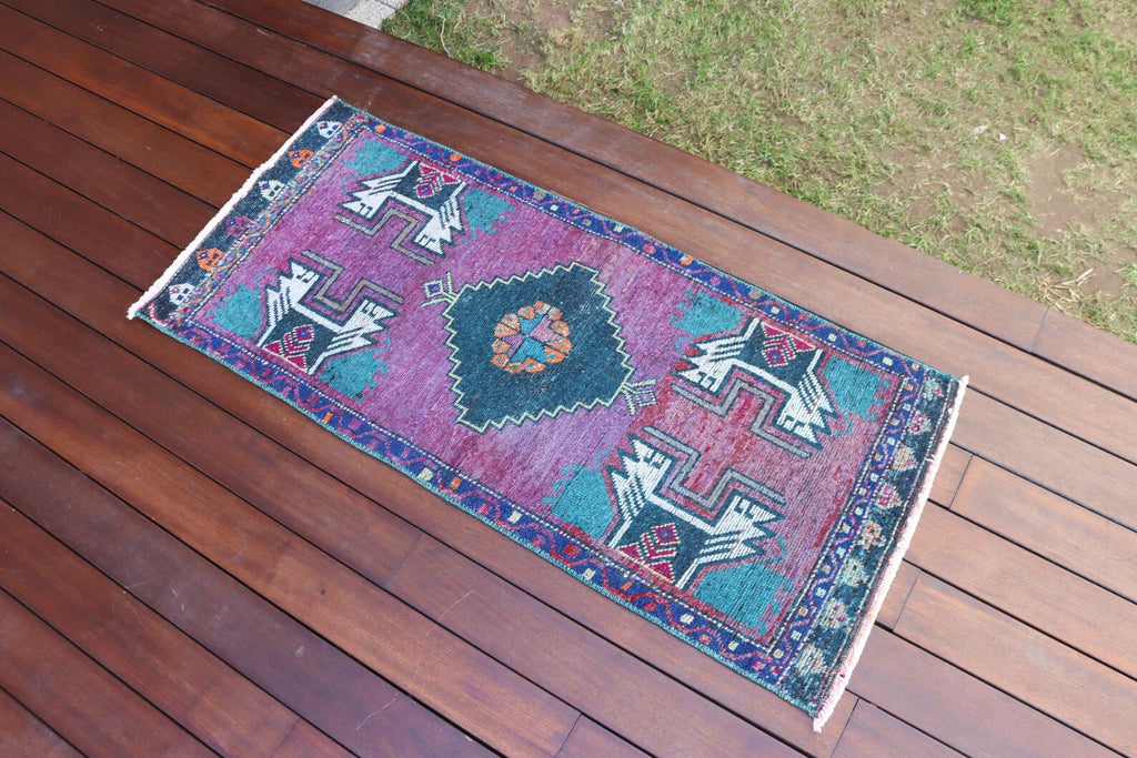 Vintage Turkish Mini Rug 1.6 x 3.8 ft