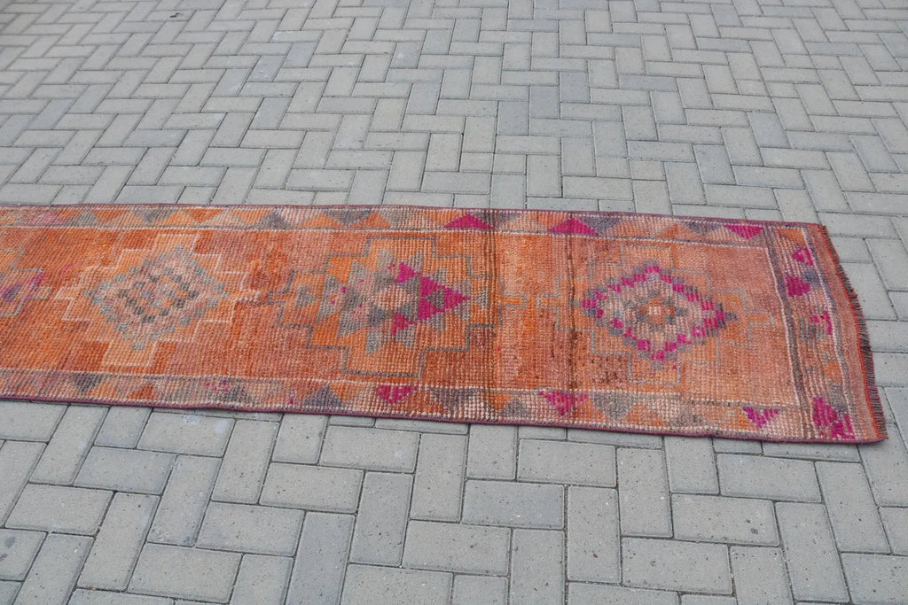 Vintage Turkish Runner Rug 2.3 x 11.6 ft