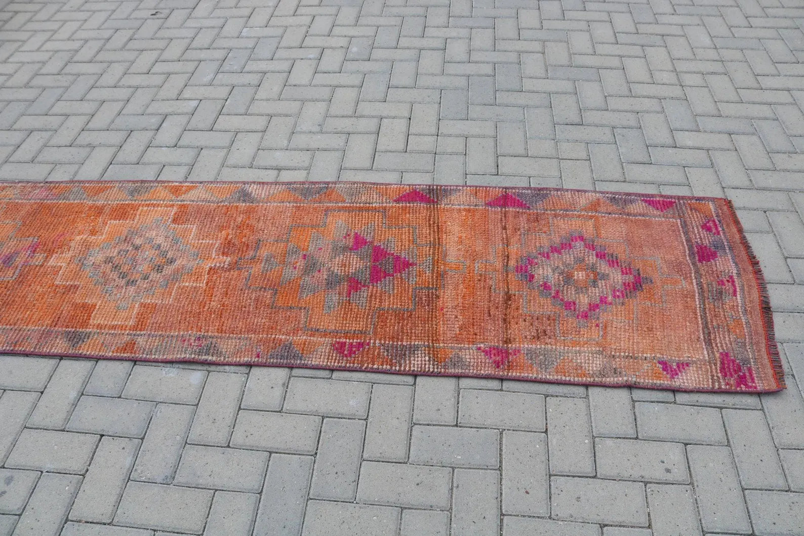 Vintage Turkish Runner Rug 2.3 x 11.6 ft
