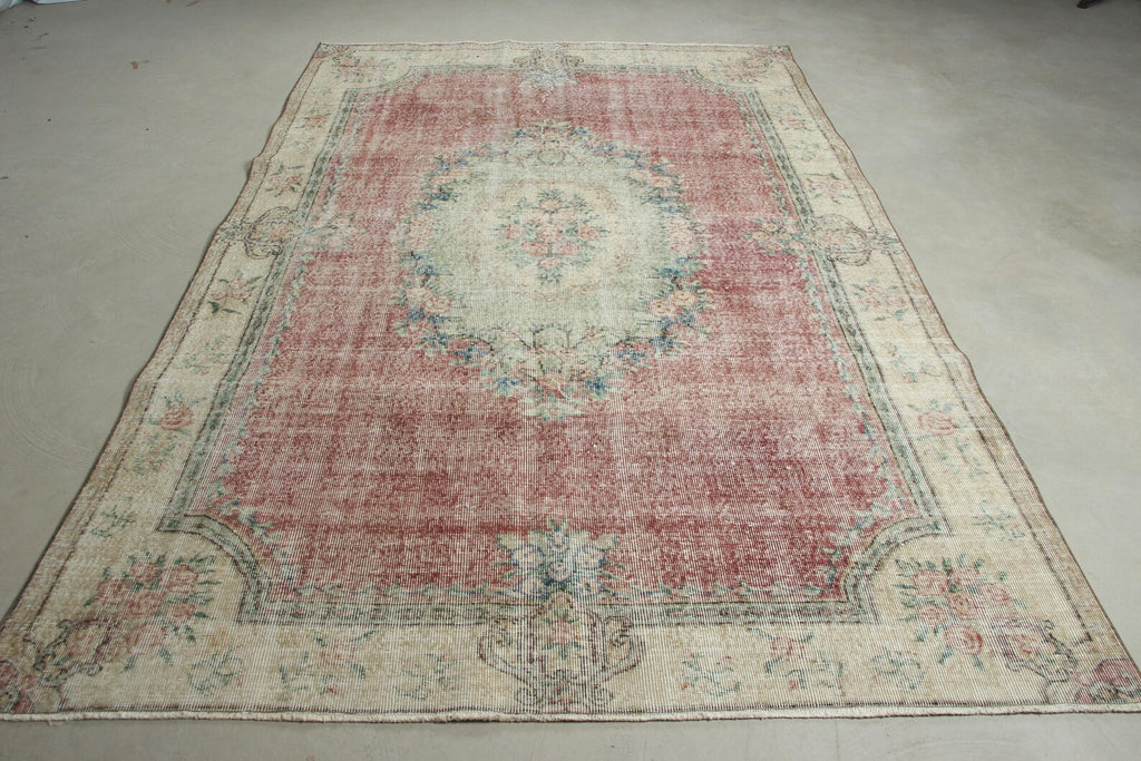 XL Vintage Turkish Accent Area Rug 6.2 x 9.1 ft