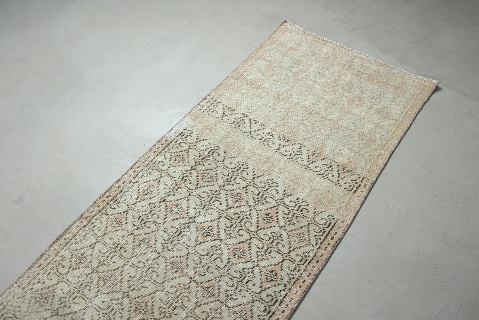 Vintage Turkish Runner Rug 2.4 x 9.9 ft