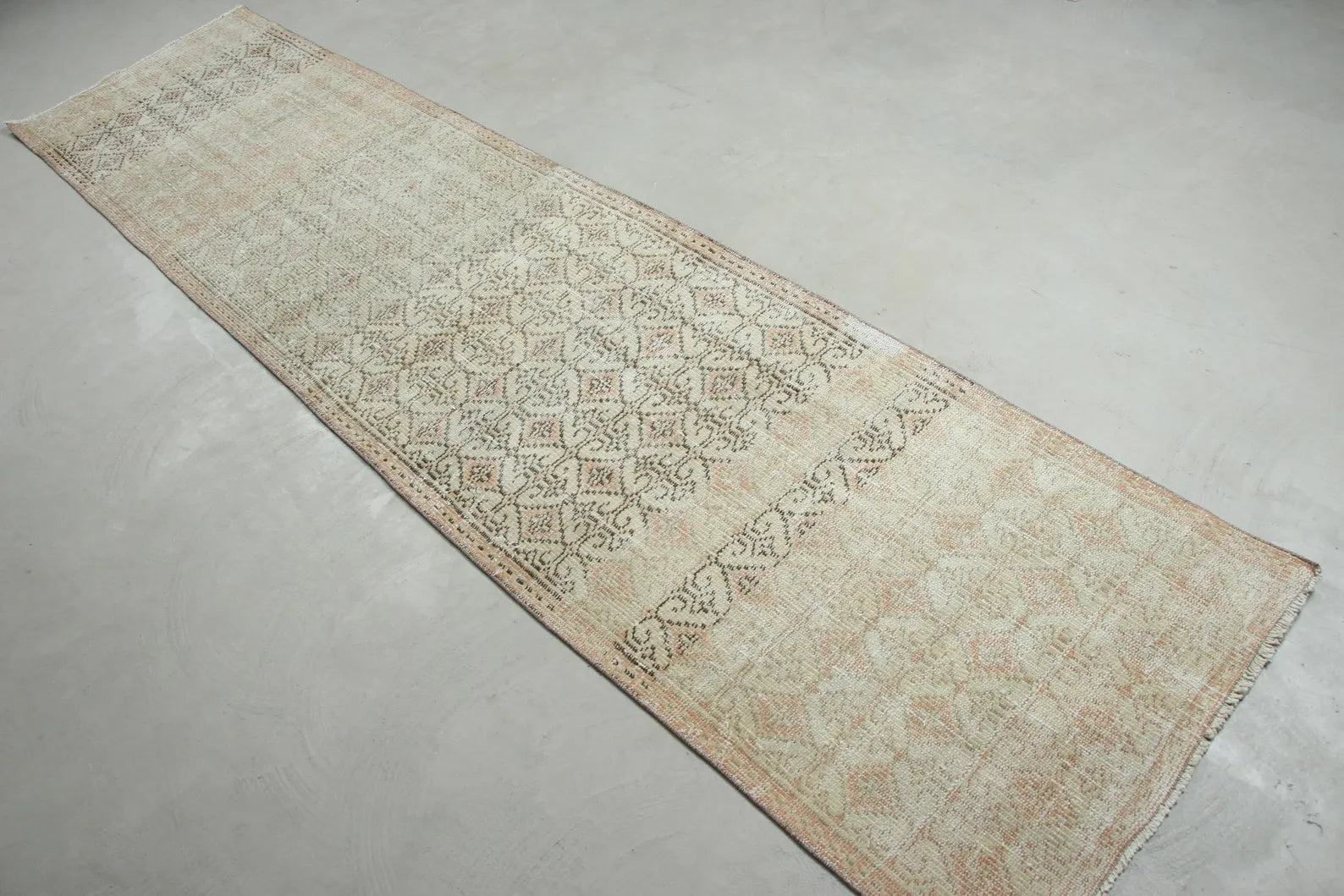 Vintage Turkish Runner Rug 2.4 x 9.9 ft