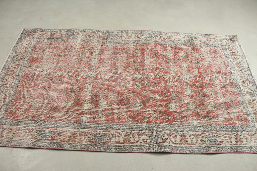 Vintage Turkish Accent Area rug 3.7 x 6.7 ft