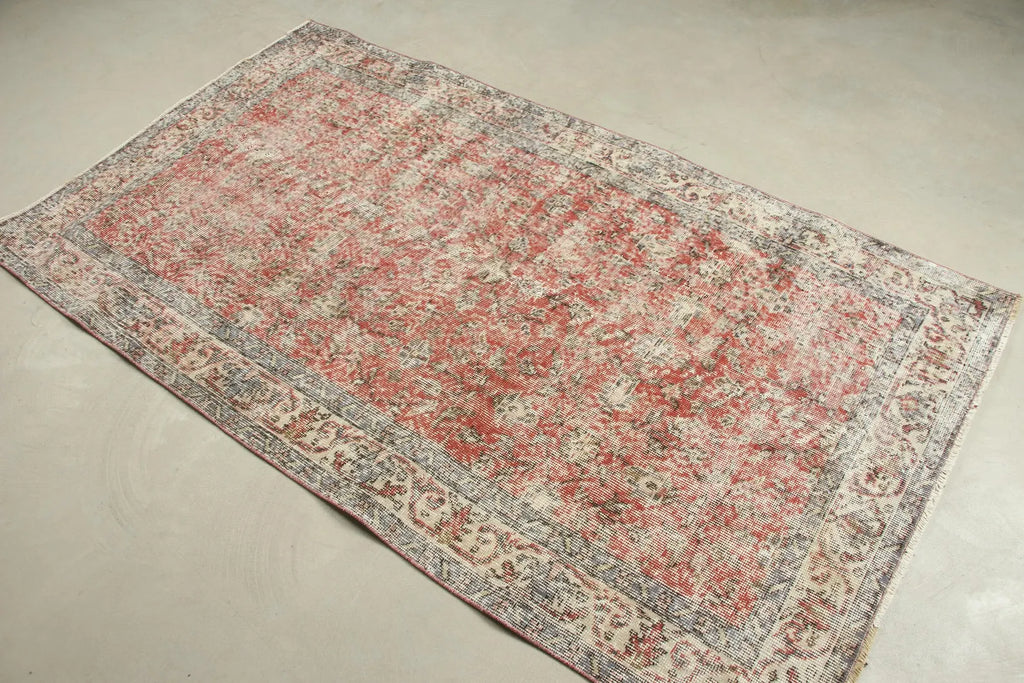 Vintage Turkish Accent Area rug 3.7 x 6.7 ft
