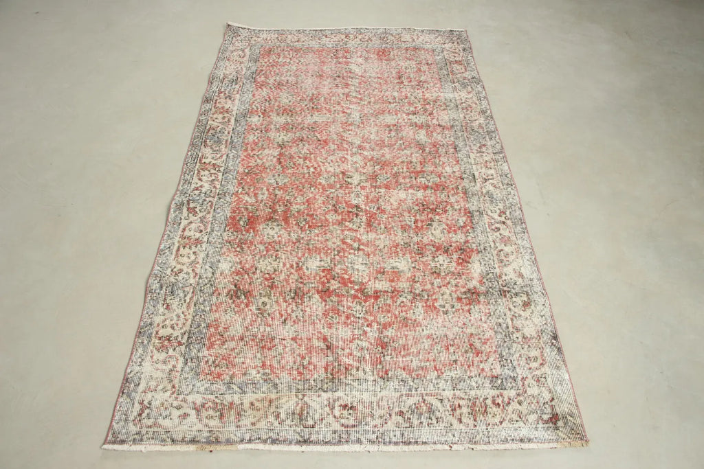 Vintage Turkish Accent Area rug 3.7 x 6.7 ft