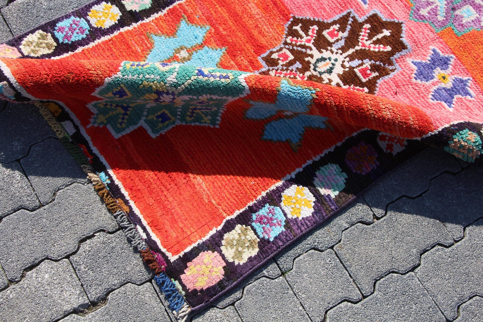 Vintage Turkish Runner Rug 2.6 x 9.6 ft