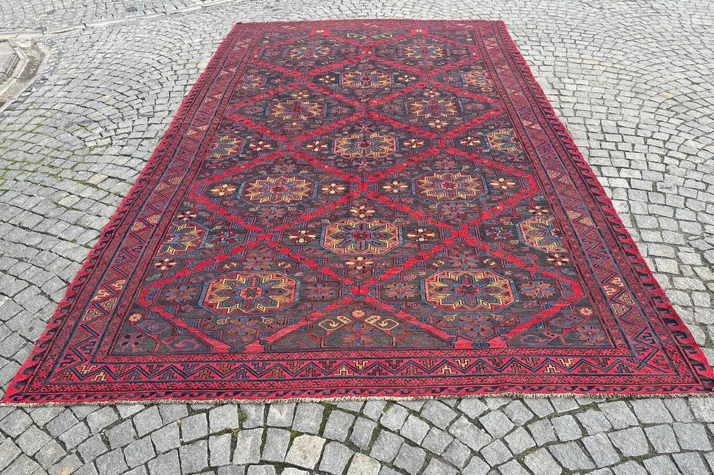 XL Vintage Soumak Accent Area Rug 8.7 x 13.6 ft