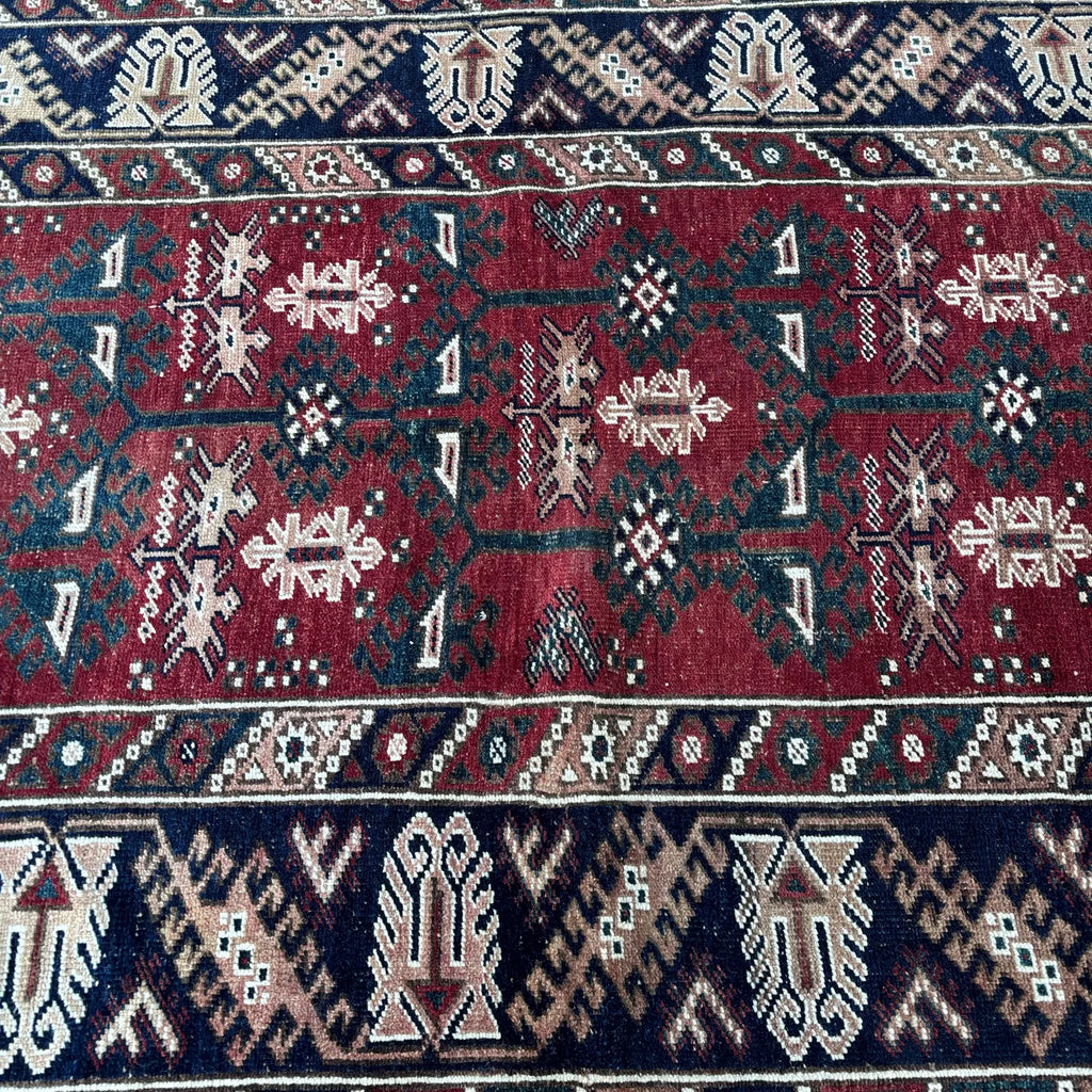 Vintage Turkish Accent Area Rug 4.1 x 6.9 ft